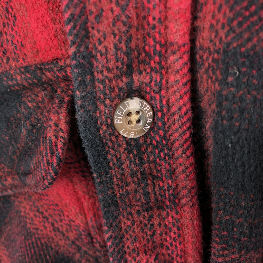 Field and Stream FIELD AND STREAM Ombre Check Long Sleeve Heavy Flannel Check Shirt Men's XL cotton red type Vintage Second Hand