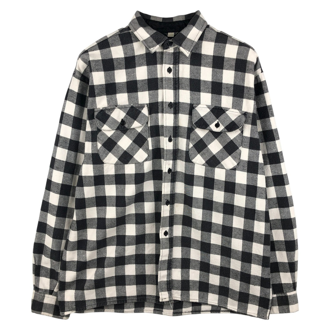 NORWEGIAN Buffalo Check Long Sleeve Heavy Flannel Check Shirt, Men's Size L cotton black type Vintage Second Hand