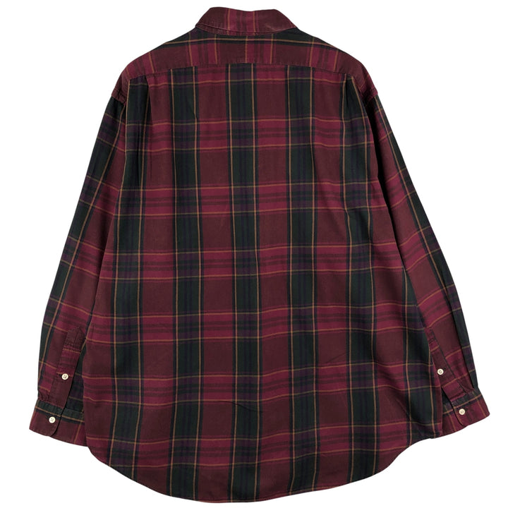 Ralph Lauren POLO by Ralph Lauren long sleeve cotton check shirt, men's XL size cotton red type Vintage Second Hand