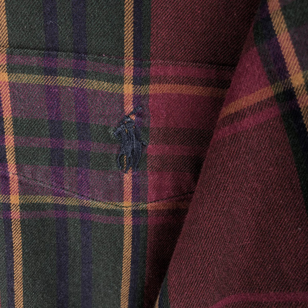 Ralph Lauren POLO by Ralph Lauren long sleeve cotton check shirt, men's XL size cotton red type Vintage Second Hand
