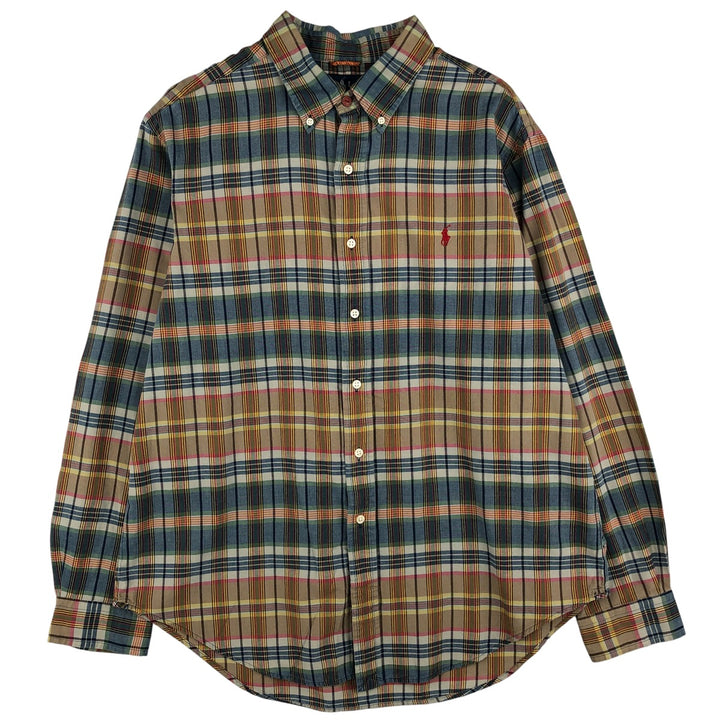 Ralph Lauren Classic Fit Long Sleeve Button Down Check Shirt Men's XL cotton navy blue type Vintage Second Hand