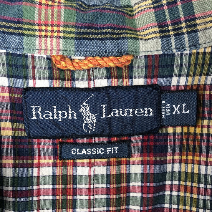 Ralph Lauren Classic Fit Long Sleeve Button Down Check Shirt Men's XL cotton navy blue type Vintage Second Hand