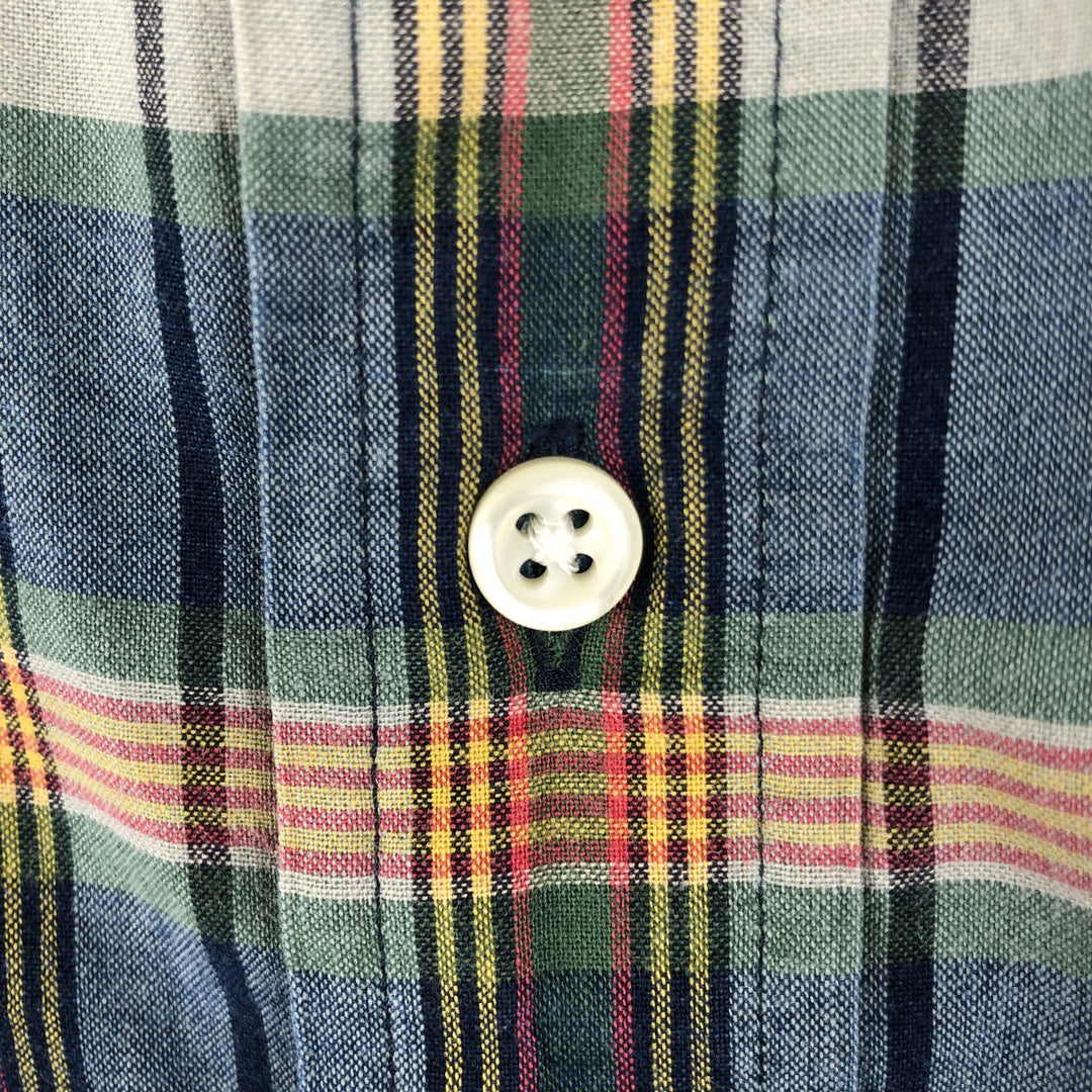 Ralph Lauren Classic Fit Long Sleeve Button Down Check Shirt Men's XL cotton navy blue type Vintage Second Hand