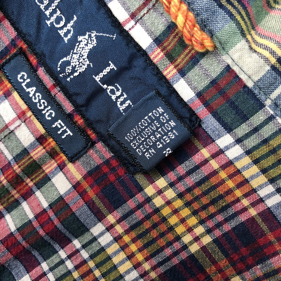 Ralph Lauren Classic Fit Long Sleeve Button Down Check Shirt Men's XL cotton navy blue type Vintage Second Hand