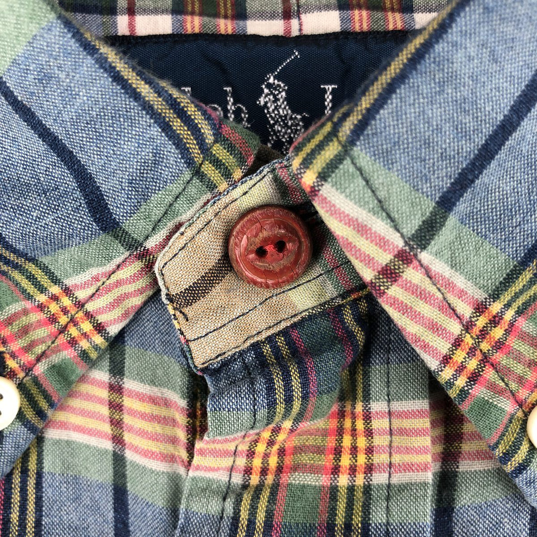 Ralph Lauren Classic Fit Long Sleeve Button Down Check Shirt Men's XL cotton navy blue type Vintage Second Hand