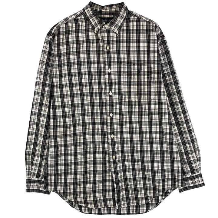Ralph Lauren MARLOWE long sleeve button down check shirt, men's size M cotton black type Vintage Second Hand