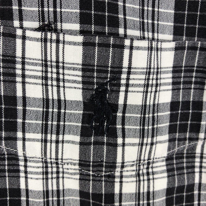 Ralph Lauren MARLOWE long sleeve button down check shirt, men's size M cotton black type Vintage Second Hand