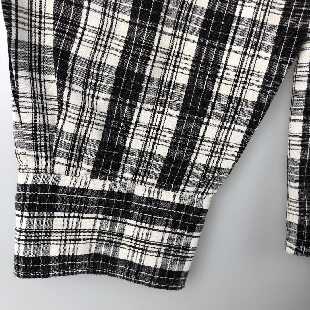 Ralph Lauren MARLOWE long sleeve button down check shirt, men's size M cotton black type Vintage Second Hand