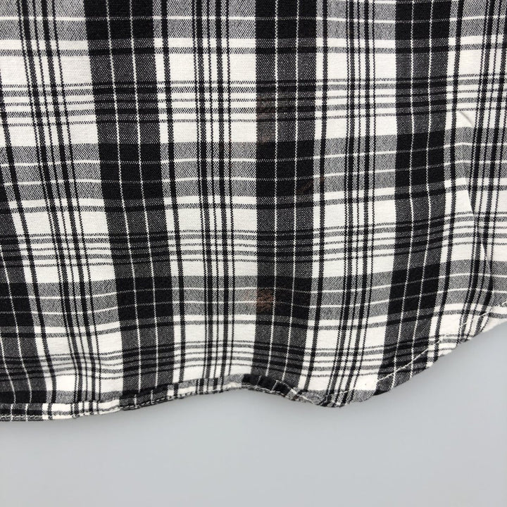 Ralph Lauren MARLOWE long sleeve button down check shirt, men's size M cotton black type Vintage Second Hand