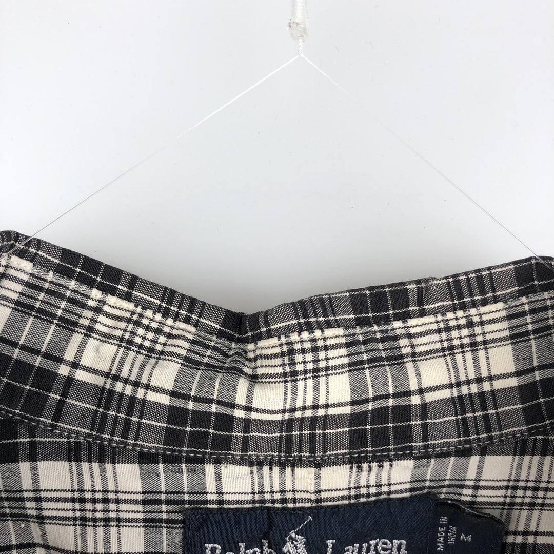 Ralph Lauren MARLOWE long sleeve button down check shirt, men's size M cotton black type Vintage Second Hand