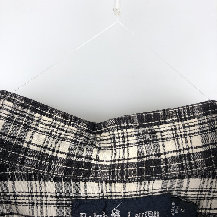Ralph Lauren MARLOWE long sleeve button down check shirt, men's size M cotton black type Vintage Second Hand