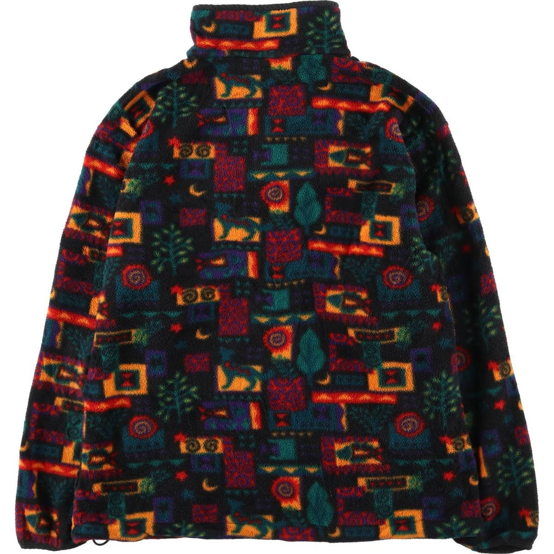 90'S LLBean all-over print half-snap fleece pullover, men's size M, vintage unclear black type Vintage Second Hand