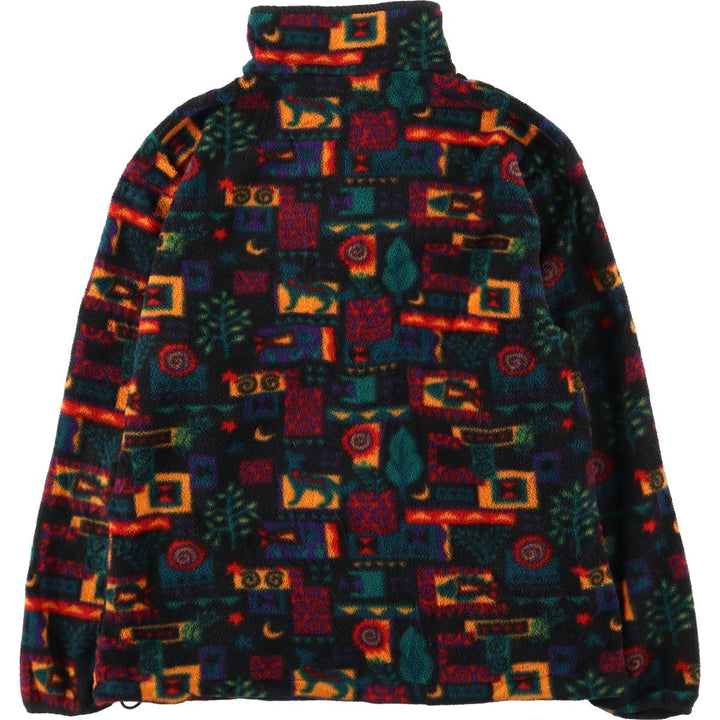 90'S LLBean all-over print half-snap fleece pullover, men's size M, vintage unclear black type Vintage Second Hand