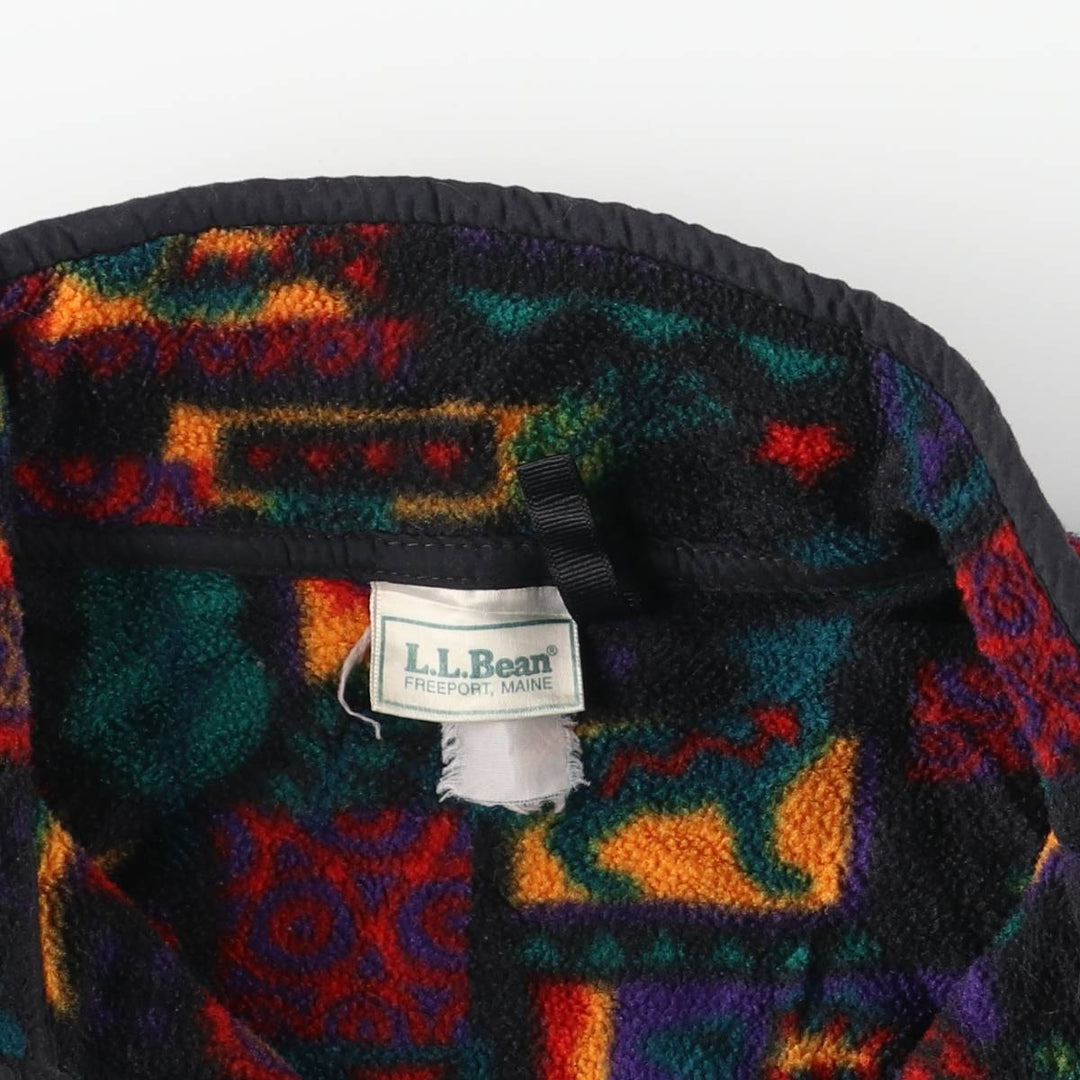 90'S LLBean all-over print half-snap fleece pullover, men's size M, vintage unclear black type Vintage Second Hand