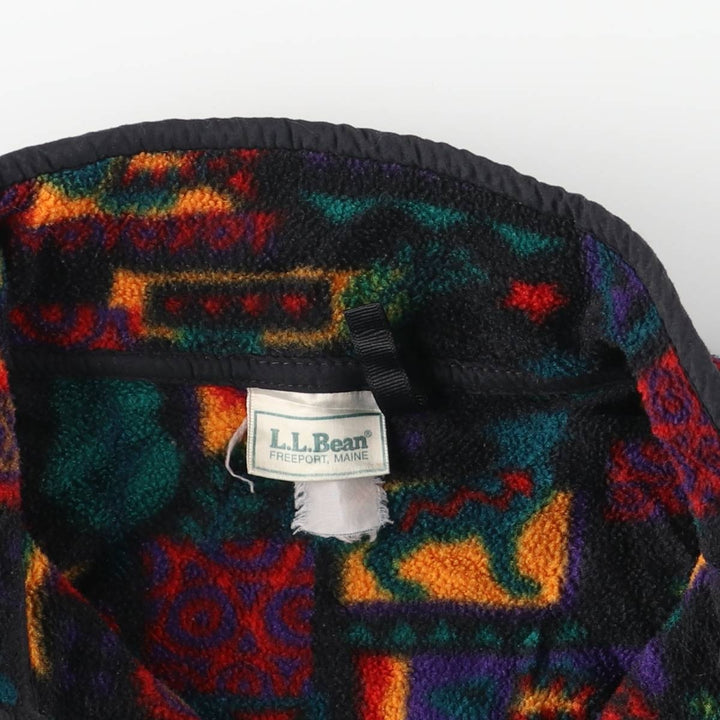 90'S LLBean all-over print half-snap fleece pullover, men's size M, vintage unclear black type Vintage Second Hand