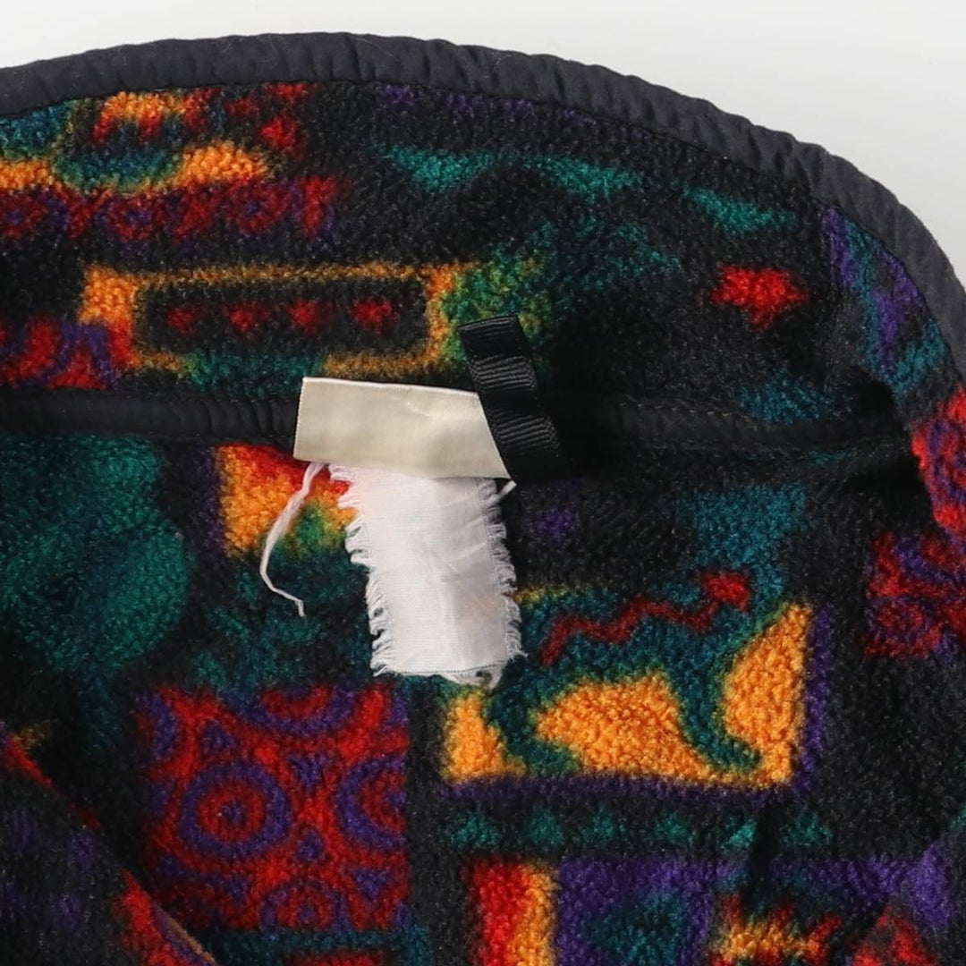 90'S LLBean all-over print half-snap fleece pullover, men's size M, vintage unclear black type Vintage Second Hand
