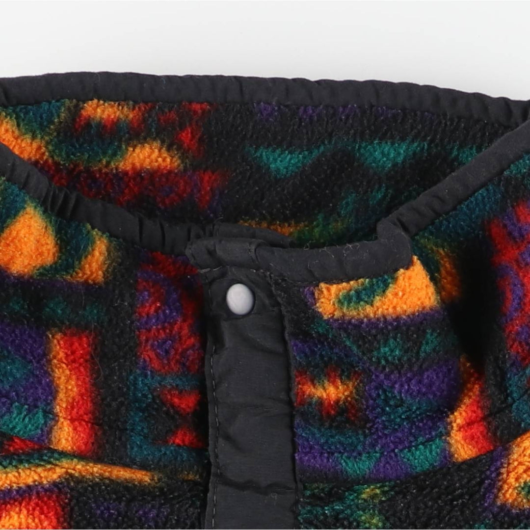 90'S LLBean all-over print half-snap fleece pullover, men's size M, vintage unclear black type Vintage Second Hand