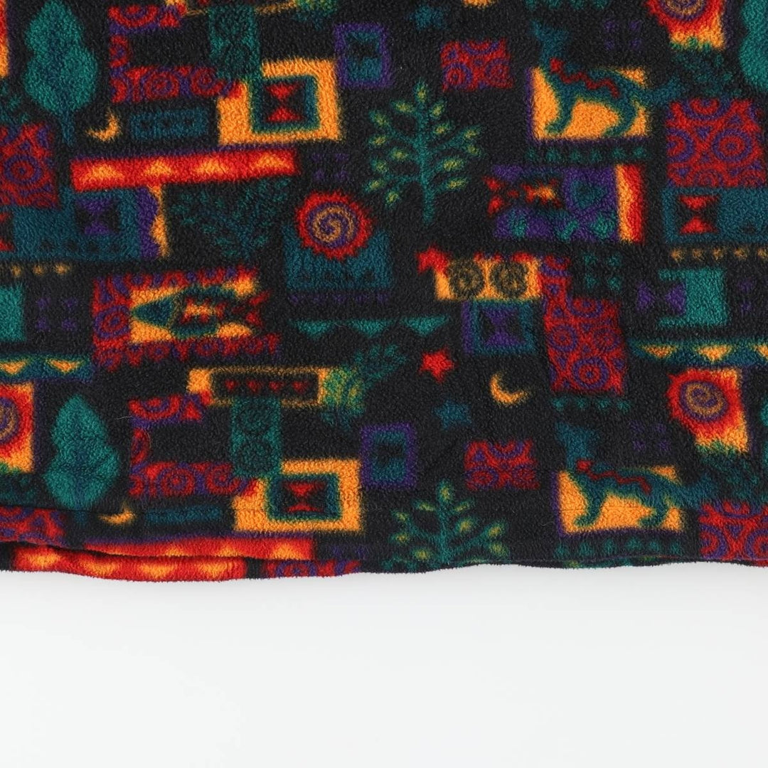 90'S LLBean all-over print half-snap fleece pullover, men's size M, vintage unclear black type Vintage Second Hand
