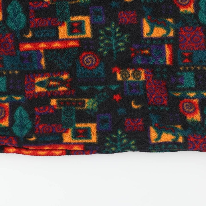 90'S LLBean all-over print half-snap fleece pullover, men's size M, vintage unclear black type Vintage Second Hand