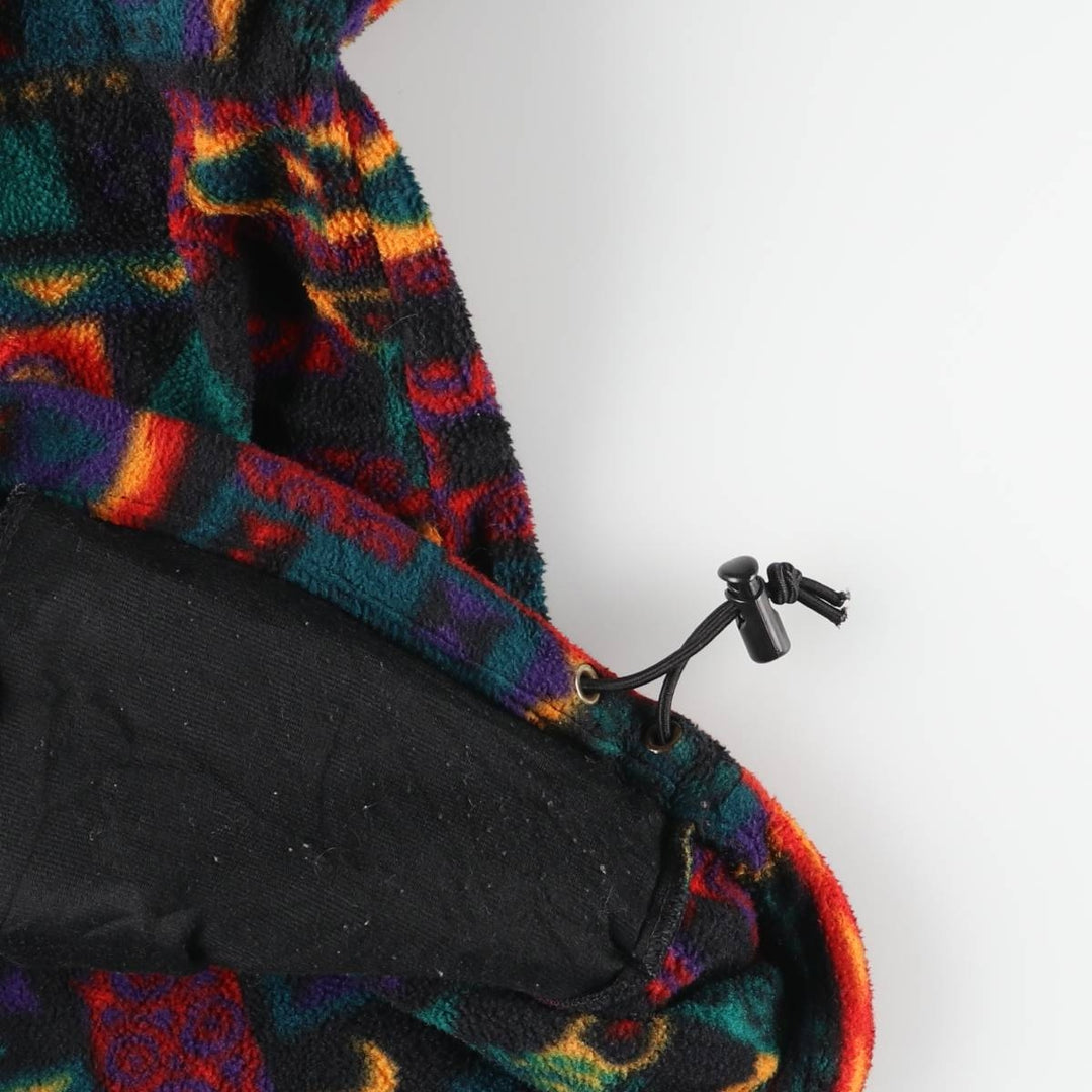 90'S LLBean all-over print half-snap fleece pullover, men's size M, vintage unclear black type Vintage Second Hand