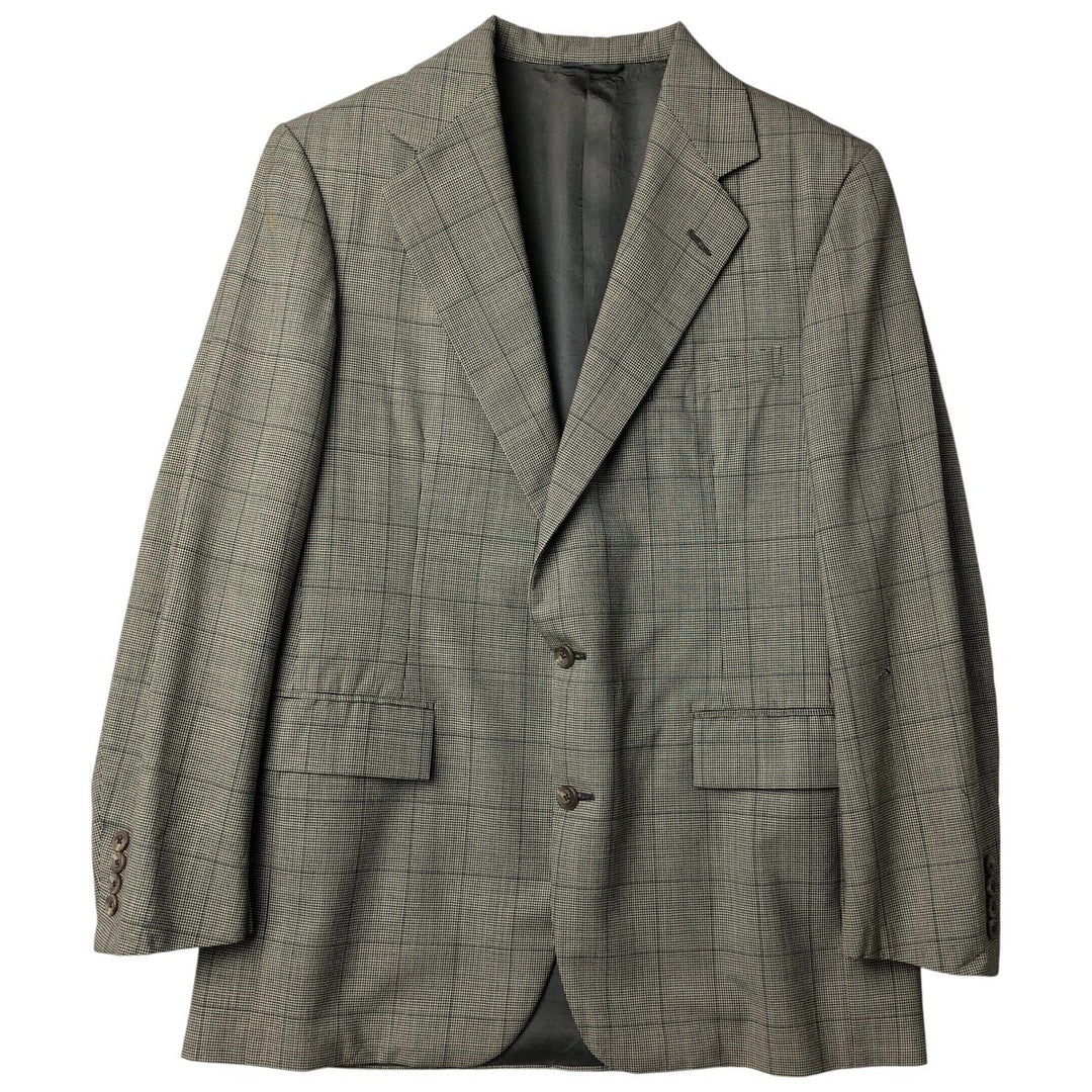 1990'S Ralph Lauren POLO by Ralph Lauren Check Pattern Wool Tailored Jacket, Made in USA, Men's Size M (approx.), Vintage unclear black type Vintage Second Hand