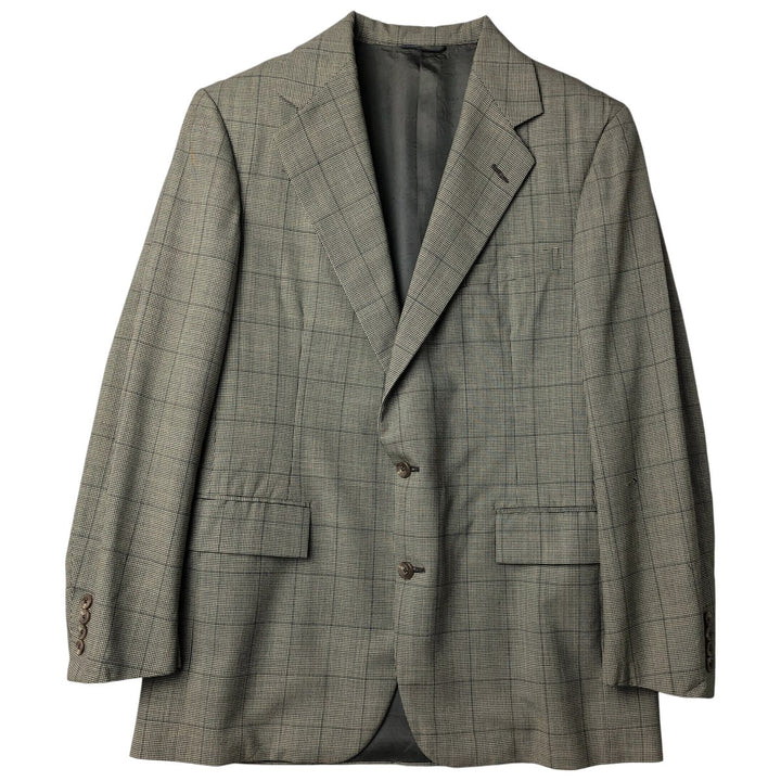 1990'S Ralph Lauren POLO by Ralph Lauren Check Pattern Wool Tailored Jacket, Made in USA, Men's Size M (approx.), Vintage unclear black type Vintage Second Hand