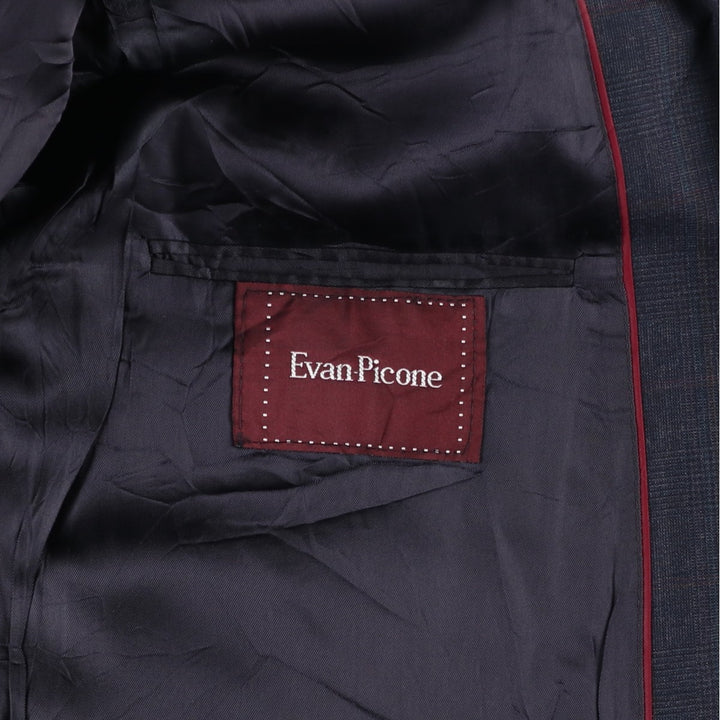 Evan Picone Check Pattern Tailored Jacket, Made in USA, Men's Size Medium unclear navy blue type Vintage Second Hand