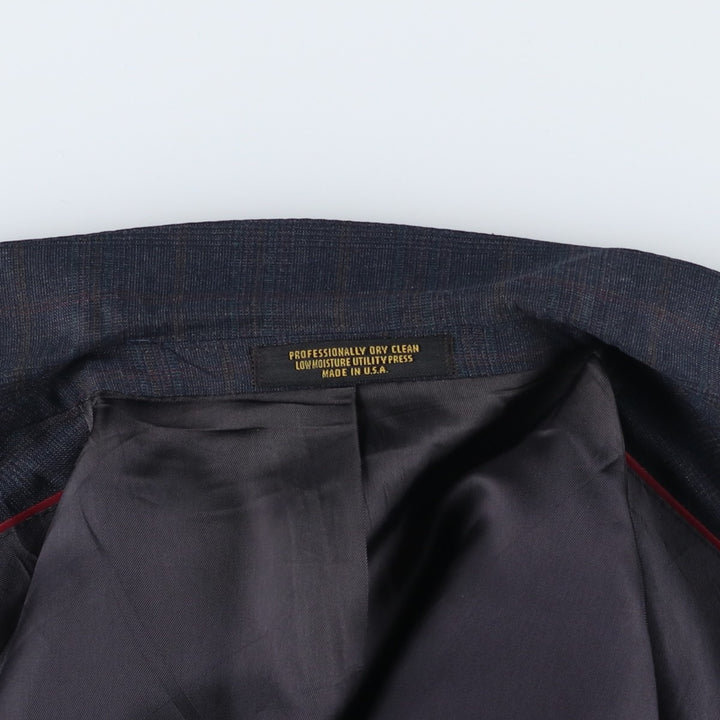 Evan Picone Check Pattern Tailored Jacket, Made in USA, Men's Size Medium unclear navy blue type Vintage Second Hand