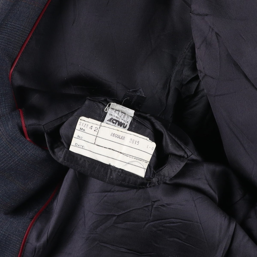 Evan Picone Check Pattern Tailored Jacket, Made in USA, Men's Size Medium unclear navy blue type Vintage Second Hand
