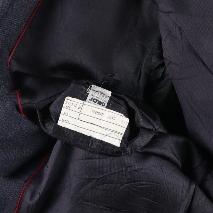 Evan Picone Check Pattern Tailored Jacket, Made in USA, Men's Size Medium unclear navy blue type Vintage Second Hand