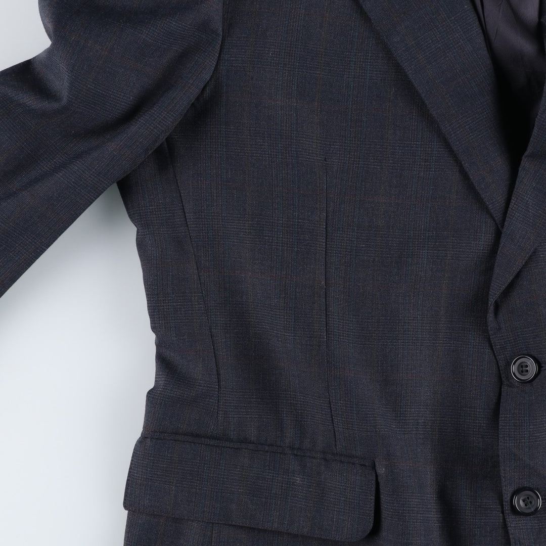 Evan Picone Check Pattern Tailored Jacket, Made in USA, Men's Size Medium unclear navy blue type Vintage Second Hand