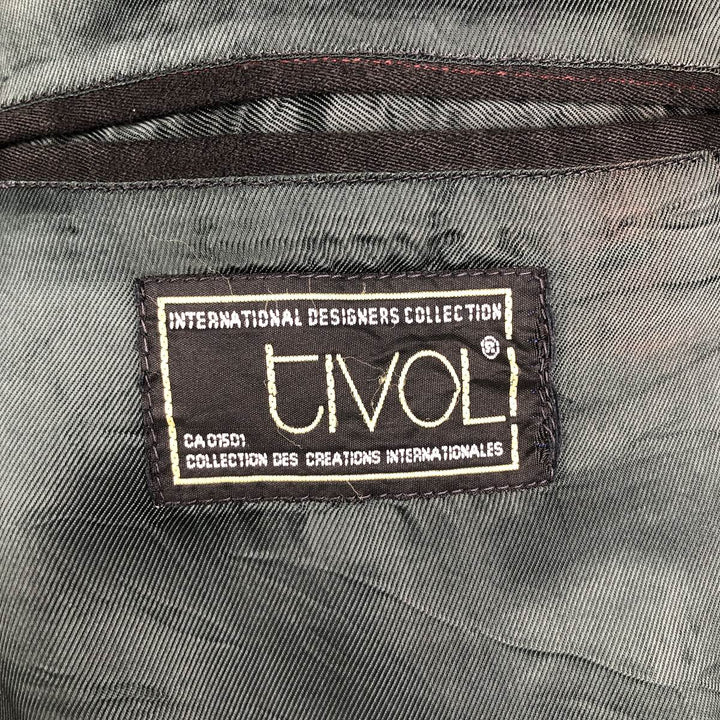 Vintage TIVOLI striped pattern double-breasted peak lapel wool tailored jacket, men's size M wool black type Vintage Second Hand