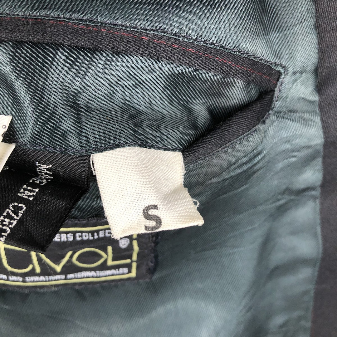 Vintage TIVOLI striped pattern double-breasted peak lapel wool tailored jacket, men's size M wool black type Vintage Second Hand