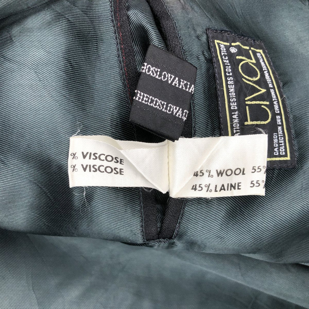 Vintage TIVOLI striped pattern double-breasted peak lapel wool tailored jacket, men's size M wool black type Vintage Second Hand