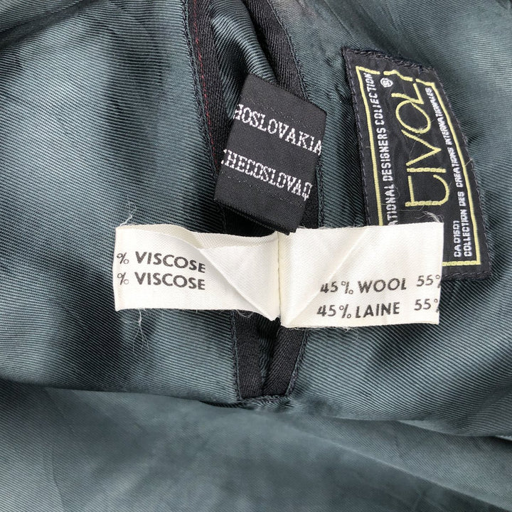 Vintage TIVOLI striped pattern double-breasted peak lapel wool tailored jacket, men's size M wool black type Vintage Second Hand