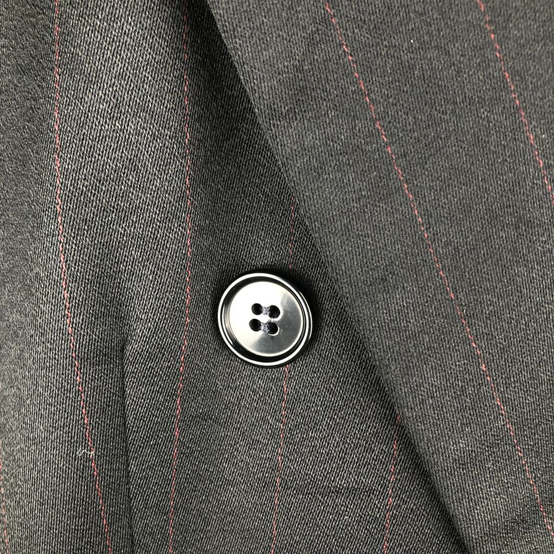 Vintage TIVOLI striped pattern double-breasted peak lapel wool tailored jacket, men's size M wool black type Vintage Second Hand