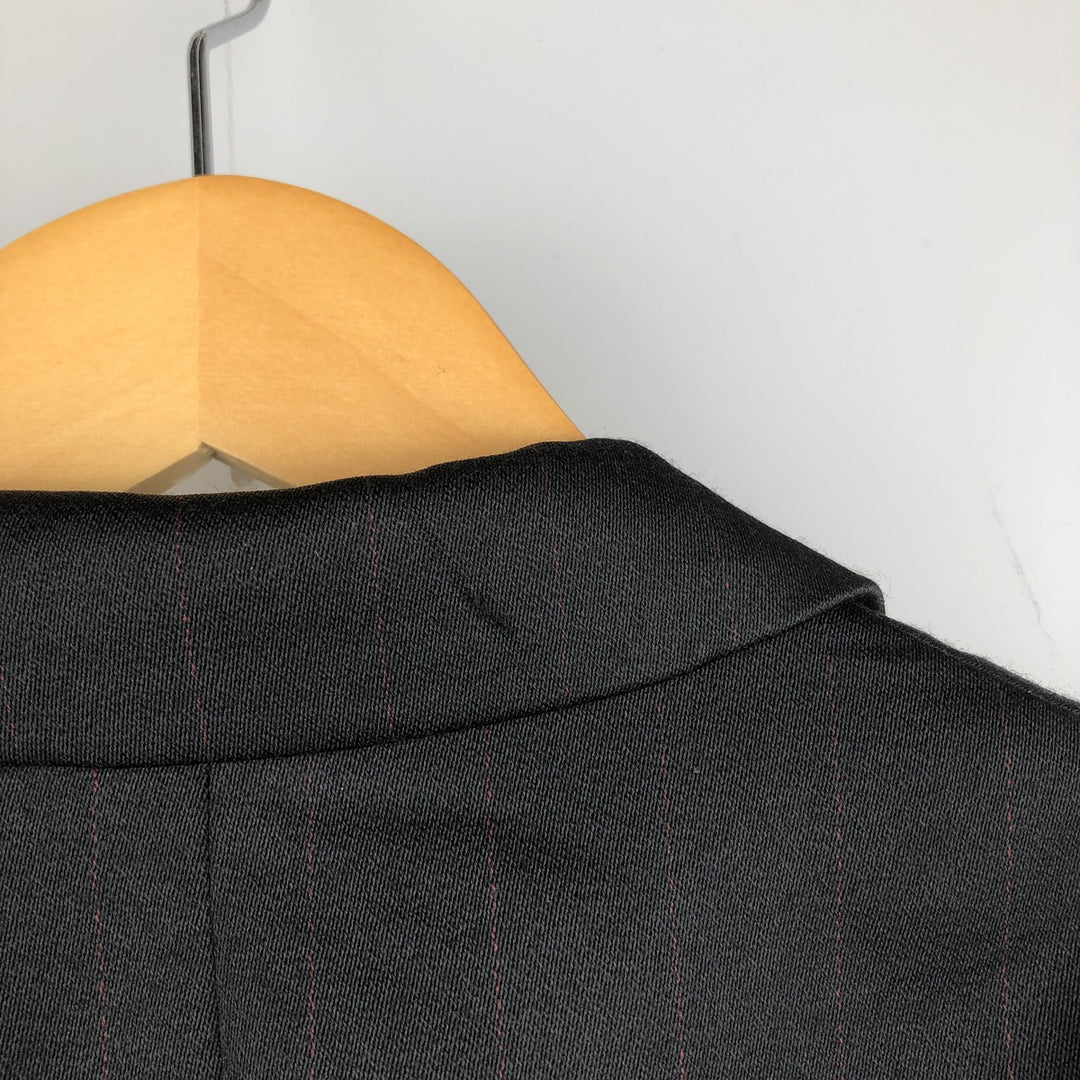 Vintage TIVOLI striped pattern double-breasted peak lapel wool tailored jacket, men's size M wool black type Vintage Second Hand