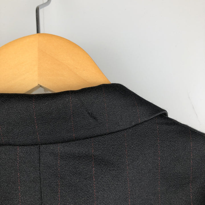 Vintage TIVOLI striped pattern double-breasted peak lapel wool tailored jacket, men's size M wool black type Vintage Second Hand