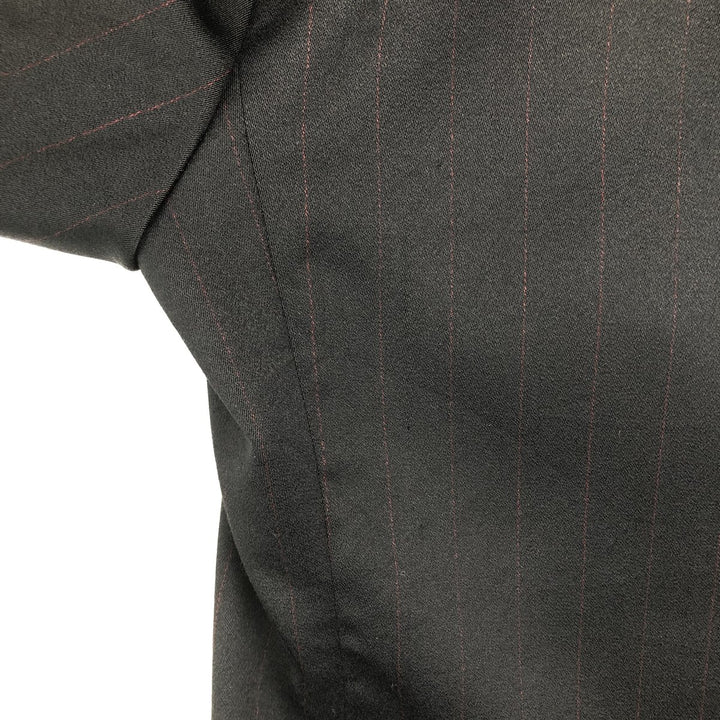 Vintage TIVOLI striped pattern double-breasted peak lapel wool tailored jacket, men's size M wool black type Vintage Second Hand