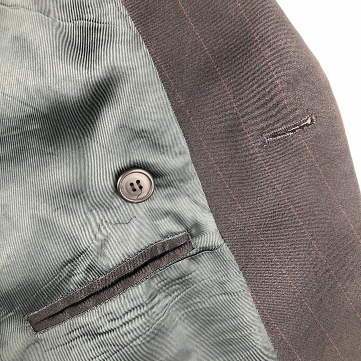 Vintage TIVOLI striped pattern double-breasted peak lapel wool tailored jacket, men's size M wool black type Vintage Second Hand