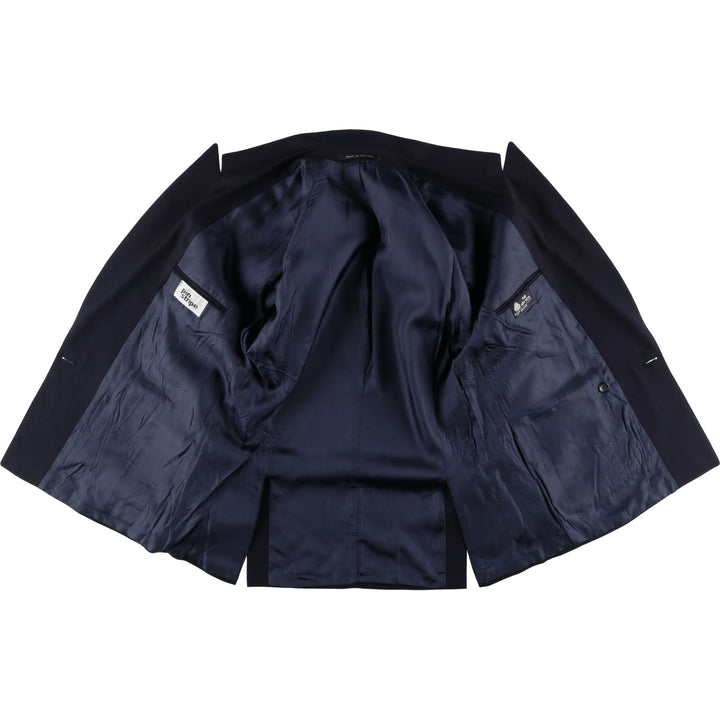 Pin stripe double-breasted peak lapel navy blazer, tailored jacket, made in the UK, size M wool navy blue type Vintage Second Hand