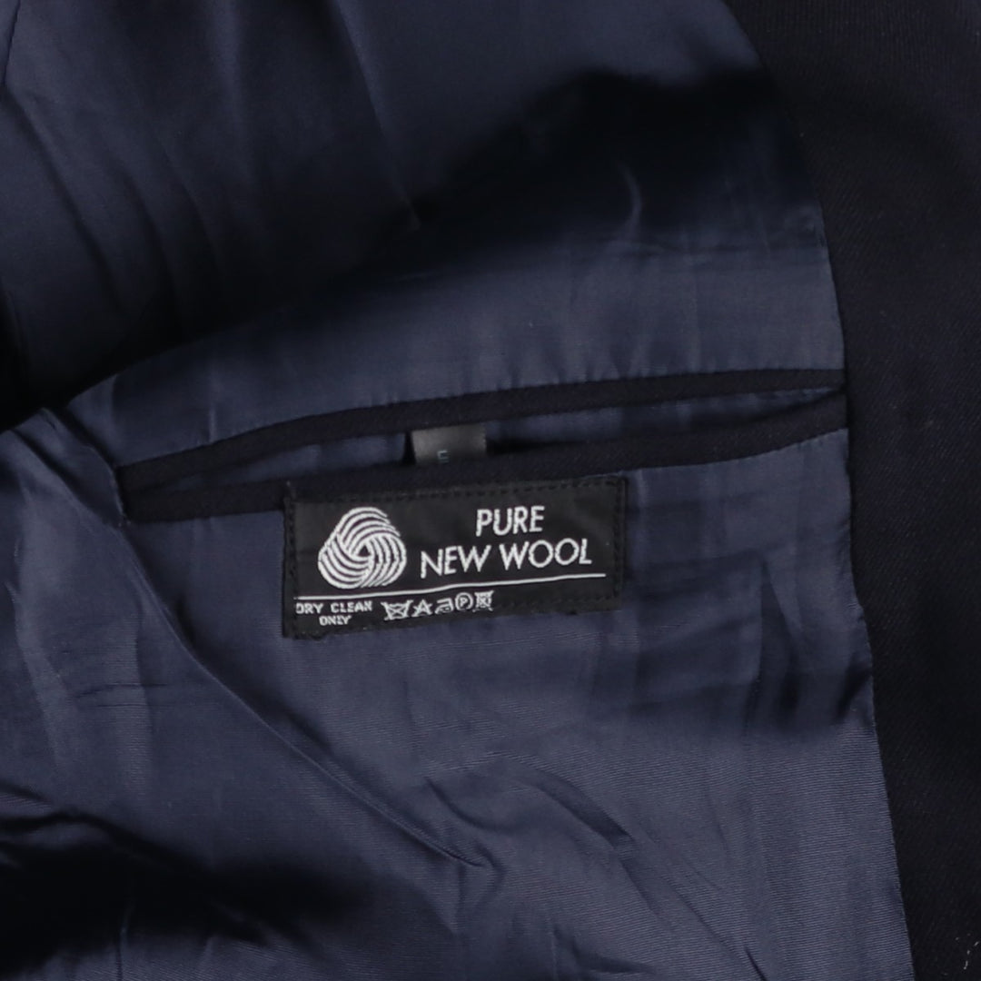 Pin stripe double-breasted peak lapel navy blazer, tailored jacket, made in the UK, size M wool navy blue type Vintage Second Hand