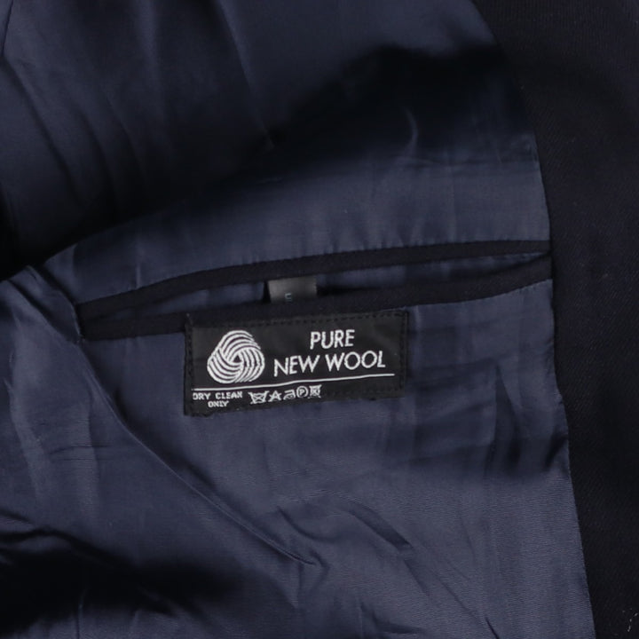Pin stripe double-breasted peak lapel navy blazer, tailored jacket, made in the UK, size M wool navy blue type Vintage Second Hand