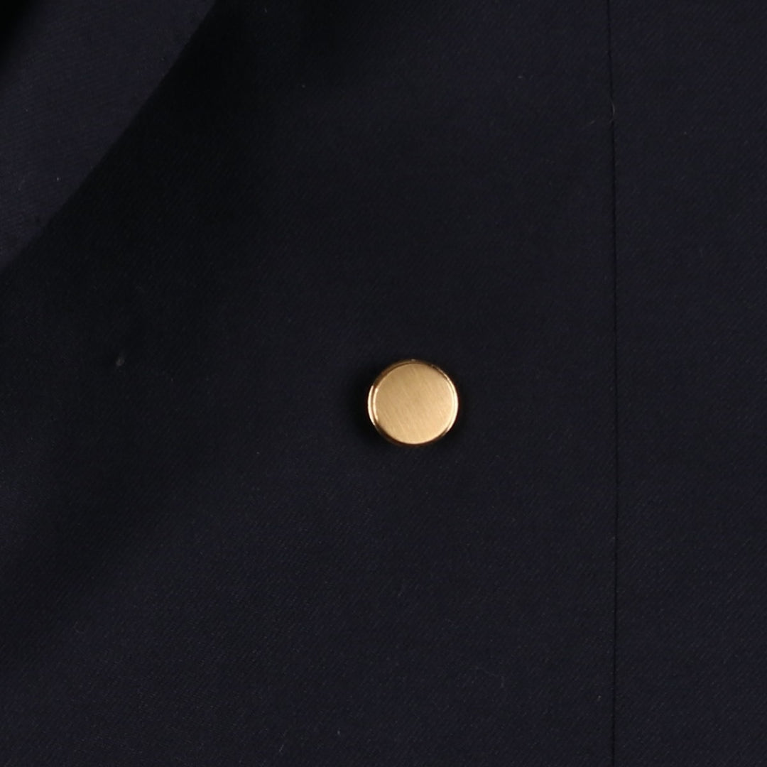 Pin stripe double-breasted peak lapel navy blazer, tailored jacket, made in the UK, size M wool navy blue type Vintage Second Hand