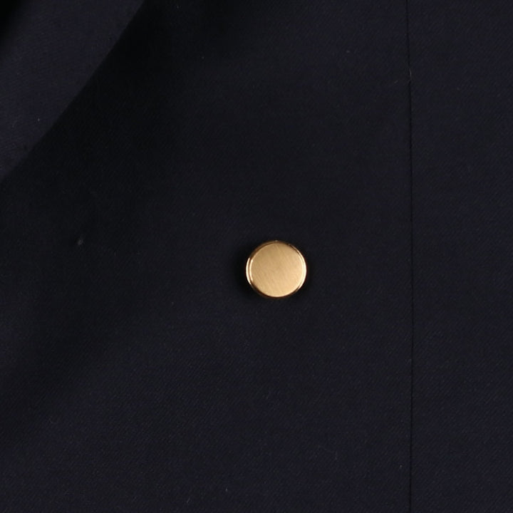 Pin stripe double-breasted peak lapel navy blazer, tailored jacket, made in the UK, size M wool navy blue type Vintage Second Hand