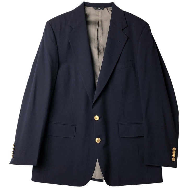 1990'S Ralph Lauren POLO UNIVERSITY CLUB Navy Blazer Tailored Jacket, Made in USA, Men's Size M (Equivalent), Vintage wool navy blue type Vintage Second Hand