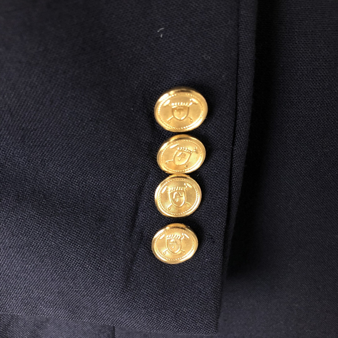1990'S Ralph Lauren POLO UNIVERSITY CLUB Navy Blazer Tailored Jacket, Made in USA, Men's Size M (Equivalent), Vintage wool navy blue type Vintage Second Hand