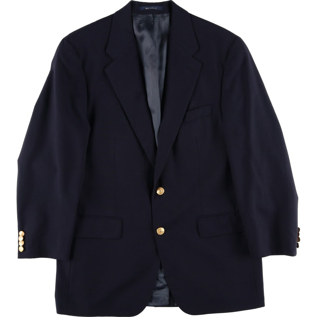 80s-90'S Ralph Lauren POLO UNIVERSITY CLUB navy blazer/tailored jacket, made in Canada, men's size M equivalent. wool navy blue type Vintage Second Hand