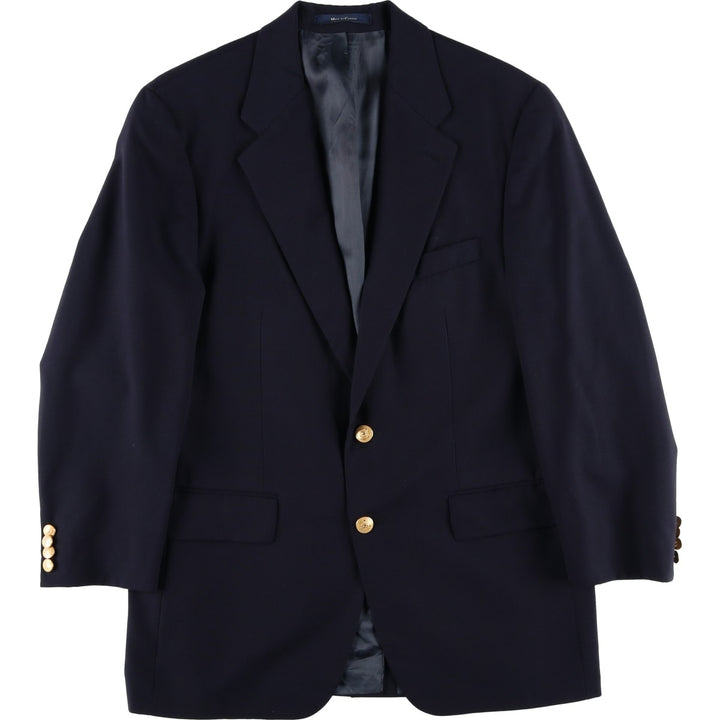 80s-90'S Ralph Lauren POLO UNIVERSITY CLUB navy blazer/tailored jacket, made in Canada, men's size M equivalent. wool navy blue type Vintage Second Hand