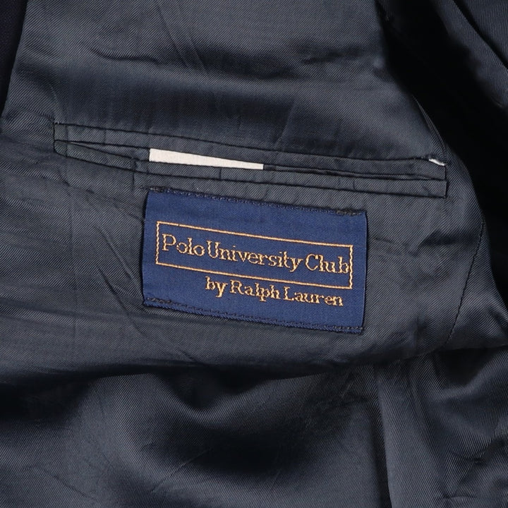 80s-90'S Ralph Lauren POLO UNIVERSITY CLUB navy blazer/tailored jacket, made in Canada, men's size M equivalent. wool navy blue type Vintage Second Hand